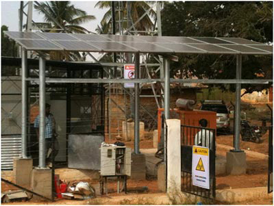 Solar powered telecom installation in Kolar, India